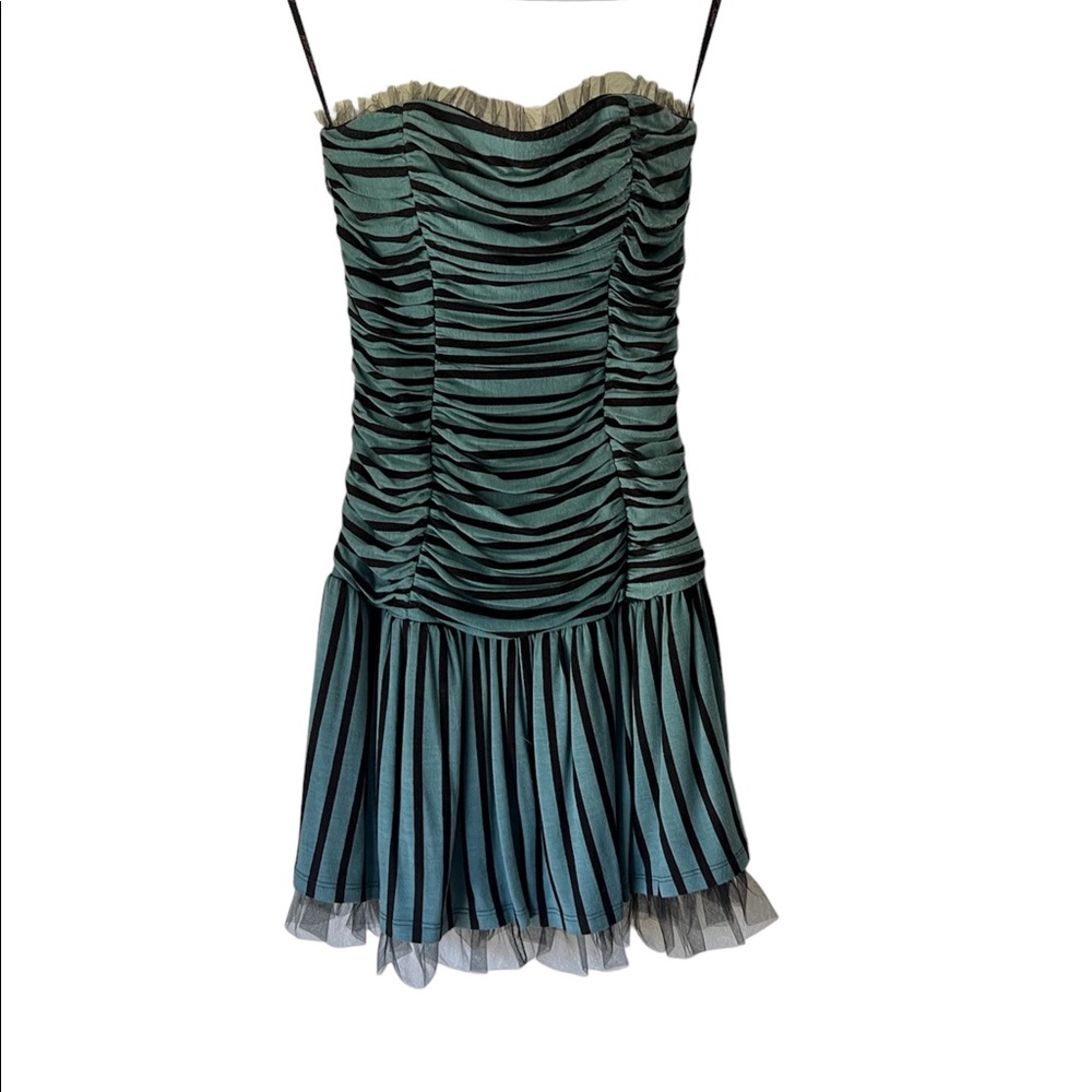 Betsey Johnson Vintage Strapless Striped Cocktail Dress